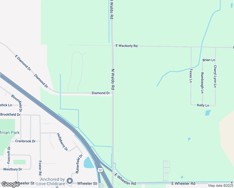 map of restaurants, bars, coffee shops, grocery stores, and more near 5600 Waldo Avenue in Midland
