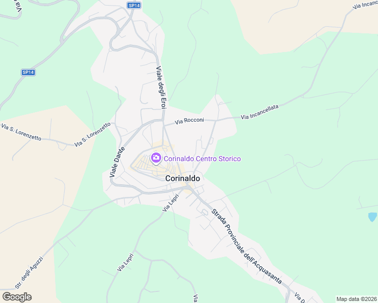 map of restaurants, bars, coffee shops, grocery stores, and more near 11 Viale Giuseppe Garibaldi in Corinaldo