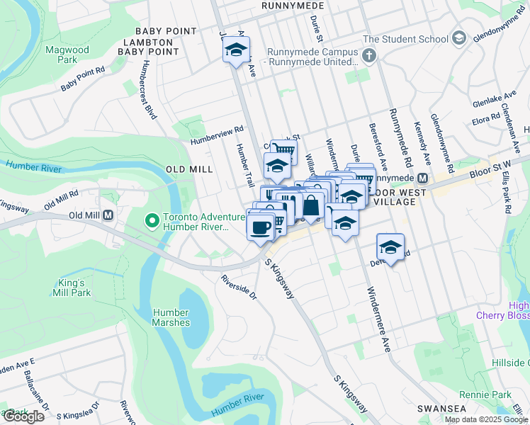 map of restaurants, bars, coffee shops, grocery stores, and more near in Toronto