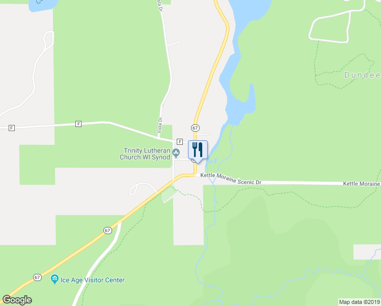 map of restaurants, bars, coffee shops, grocery stores, and more near N3076 Wisconsin 67 in Campbellsport