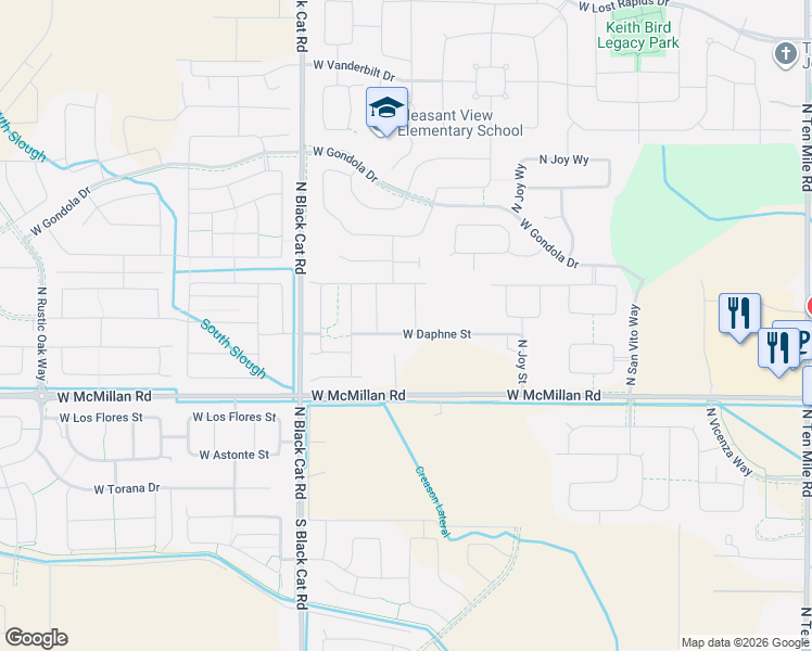 map of restaurants, bars, coffee shops, grocery stores, and more near 4546 West Daphne Street in Meridian
