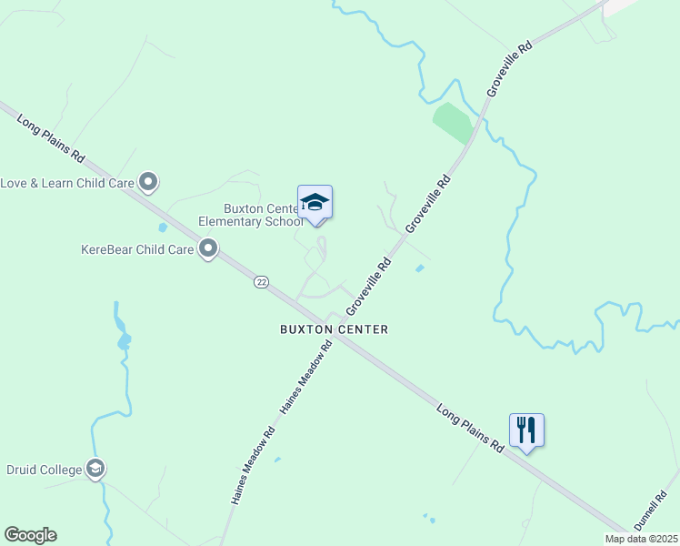 map of restaurants, bars, coffee shops, grocery stores, and more near 24 Groveville Road in Buxton