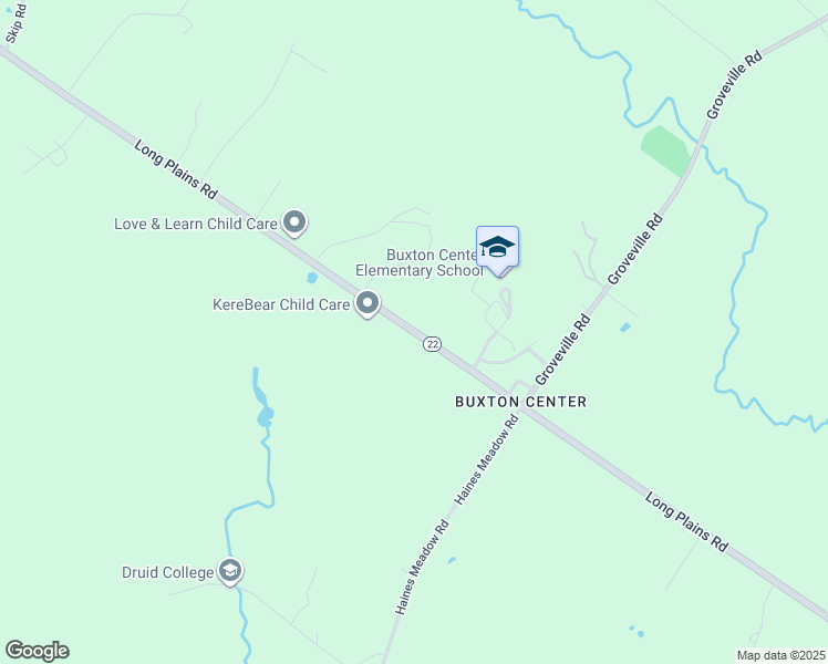 map of restaurants, bars, coffee shops, grocery stores, and more near Long Plains Road in Buxton