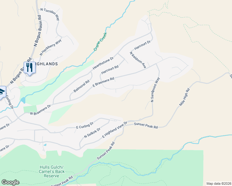map of restaurants, bars, coffee shops, grocery stores, and more near 1118 East Chardie Court in Boise