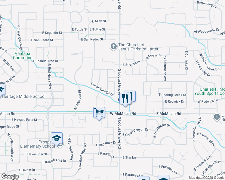 map of restaurants, bars, coffee shops, grocery stores, and more near 5144 North Starry Night Avenue in Meridian