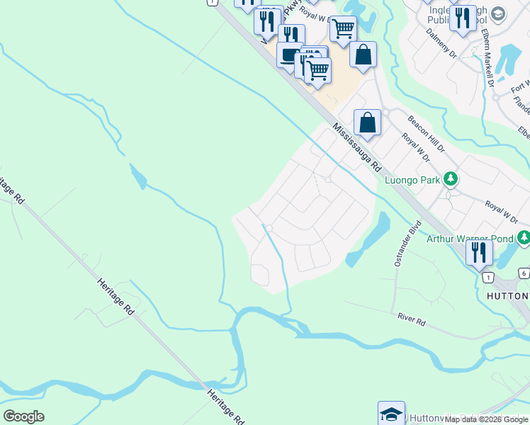 map of restaurants, bars, coffee shops, grocery stores, and more near 41 Midmorning Road in Brampton