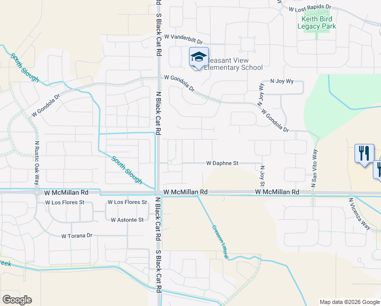 map of restaurants, bars, coffee shops, grocery stores, and more near 4546 West Daphne Street in Meridian