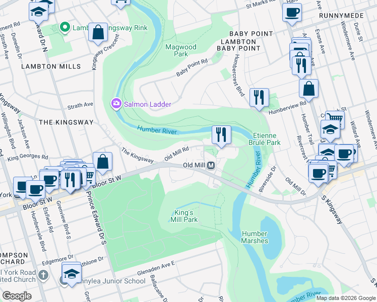 map of restaurants, bars, coffee shops, grocery stores, and more near in Toronto