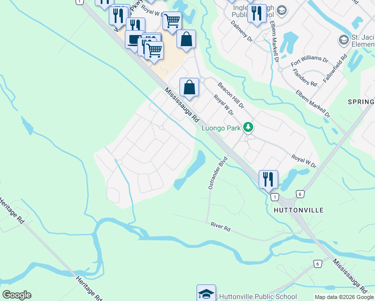 map of restaurants, bars, coffee shops, grocery stores, and more near 49 Longevity Road in Brampton