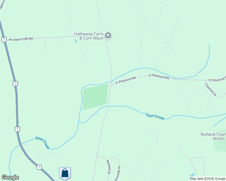 map of restaurants, bars, coffee shops, grocery stores, and more near 960 East Pittsford Road in Rutland