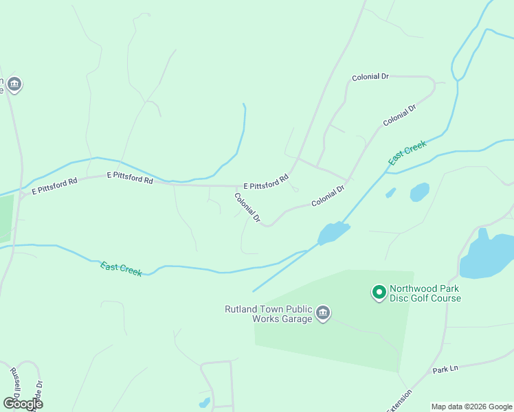 map of restaurants, bars, coffee shops, grocery stores, and more near 1766 East Pittsford Road in Rutland
