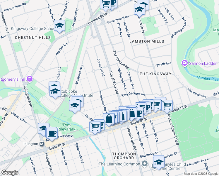 map of restaurants, bars, coffee shops, grocery stores, and more near 7 Lynngrove Avenue in Toronto