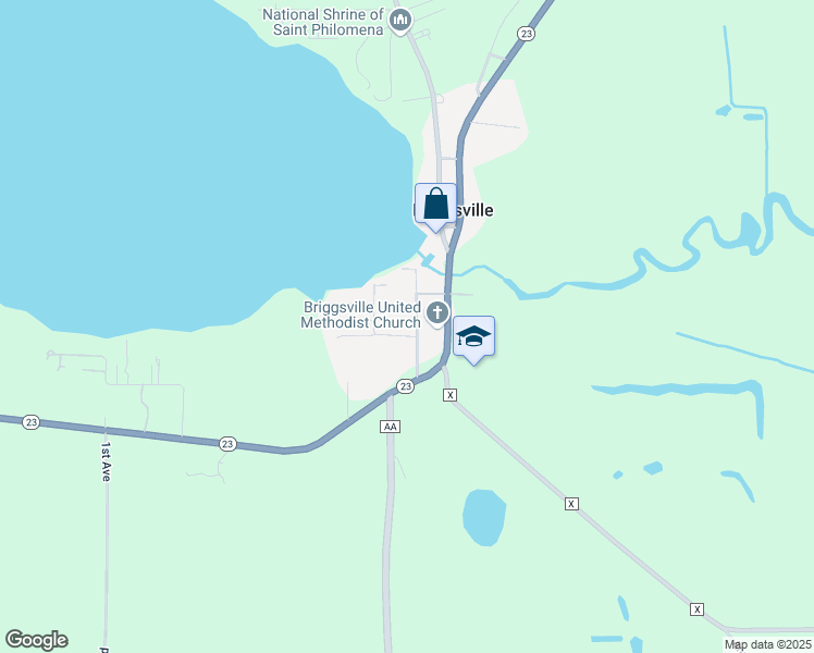 map of restaurants, bars, coffee shops, grocery stores, and more near N339 Nebraska Street in Briggsville