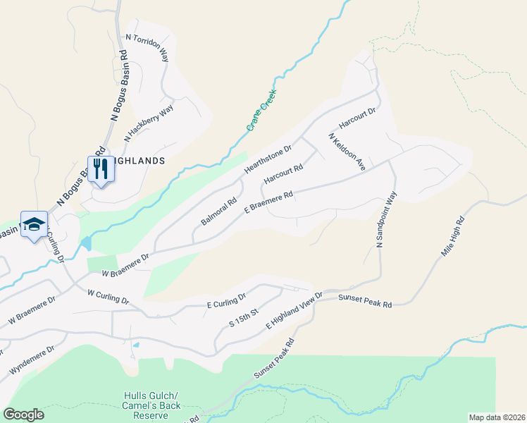 map of restaurants, bars, coffee shops, grocery stores, and more near 705 East Chardie Court in Boise