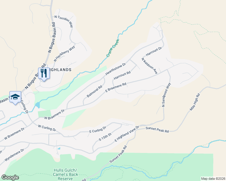 map of restaurants, bars, coffee shops, grocery stores, and more near 705 East Chardie Court in Boise