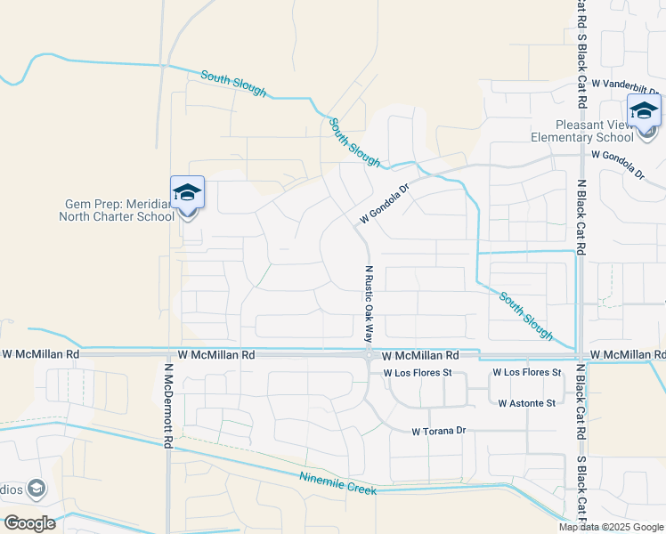 map of restaurants, bars, coffee shops, grocery stores, and more near 5813 West Avilla Drive in Meridian