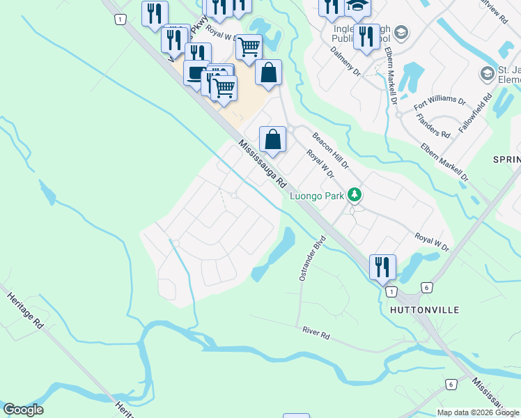 map of restaurants, bars, coffee shops, grocery stores, and more near 49 Longevity Road in Brampton