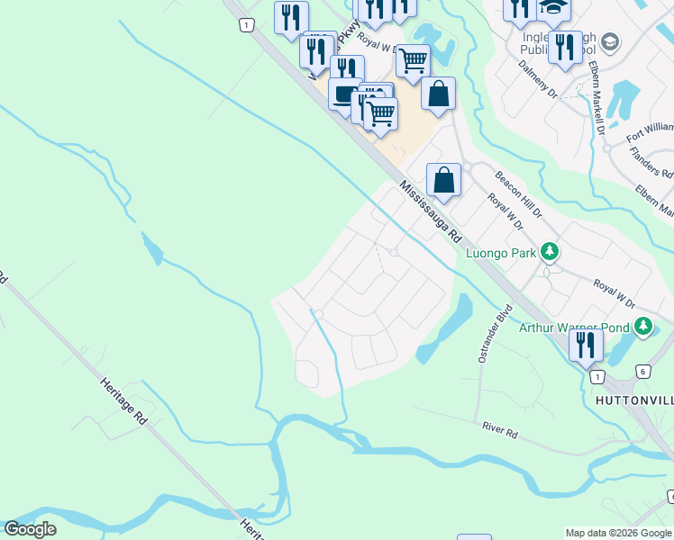map of restaurants, bars, coffee shops, grocery stores, and more near in Brampton