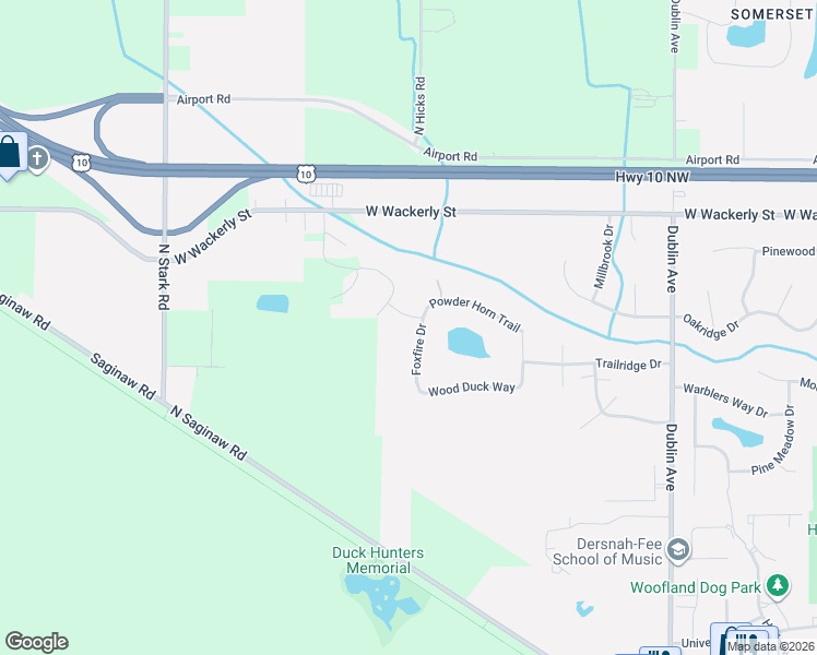 map of restaurants, bars, coffee shops, grocery stores, and more near 5812 Wood Duck Way in Midland