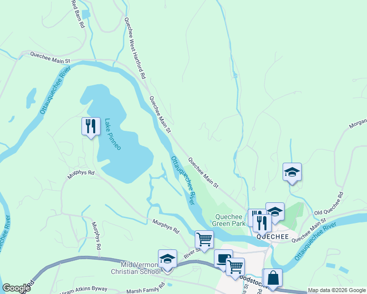 map of restaurants, bars, coffee shops, grocery stores, and more near 2258 Quechee Main Street in Hartford