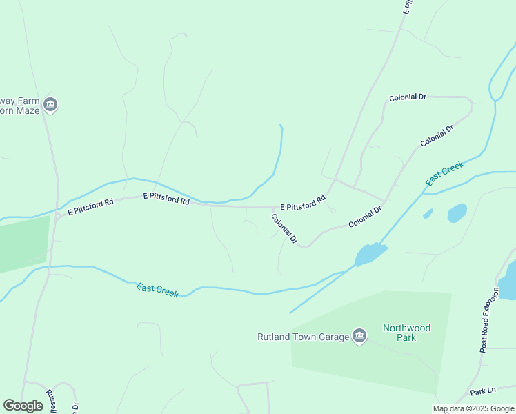 map of restaurants, bars, coffee shops, grocery stores, and more near East Pittsford Road in Rutland