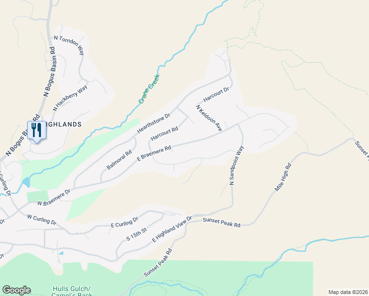map of restaurants, bars, coffee shops, grocery stores, and more near 959 East Braemere Road in Boise