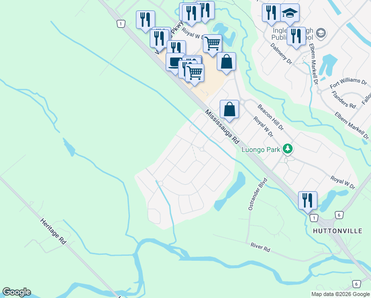 map of restaurants, bars, coffee shops, grocery stores, and more near 77 Longevity Road in Brampton