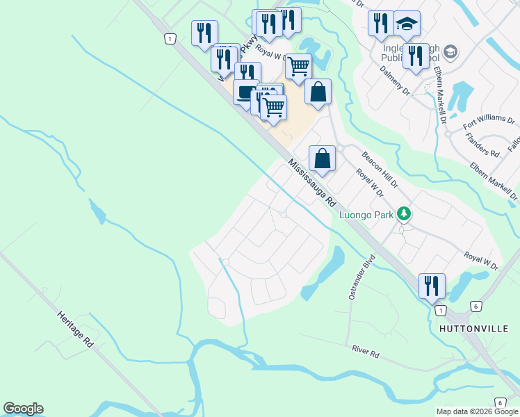 map of restaurants, bars, coffee shops, grocery stores, and more near 62 Longevity Road in Brampton