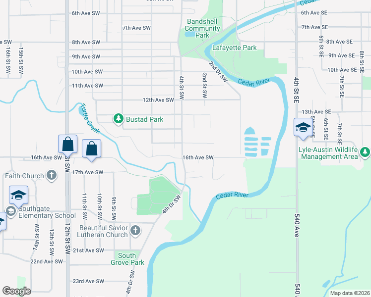 map of restaurants, bars, coffee shops, grocery stores, and more near 1601 4th Street Southwest in Austin