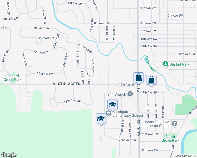 map of restaurants, bars, coffee shops, grocery stores, and more near 1605 17th Street Southwest in Austin