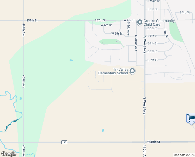 map of restaurants, bars, coffee shops, grocery stores, and more near 600 Hanna Circle in Crooks