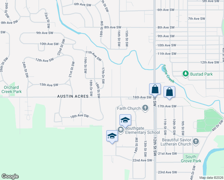 map of restaurants, bars, coffee shops, grocery stores, and more near 1605 17th Street Southwest in Austin