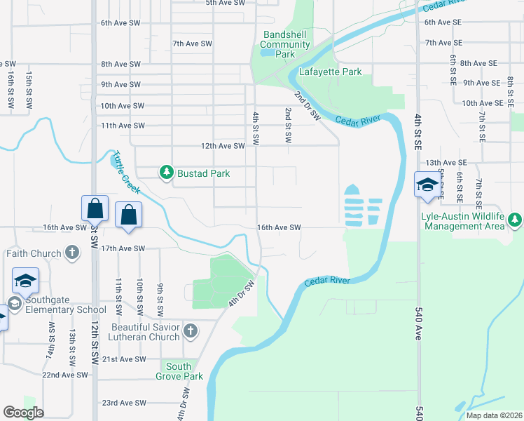 map of restaurants, bars, coffee shops, grocery stores, and more near 1601 4th Street Southwest in Austin