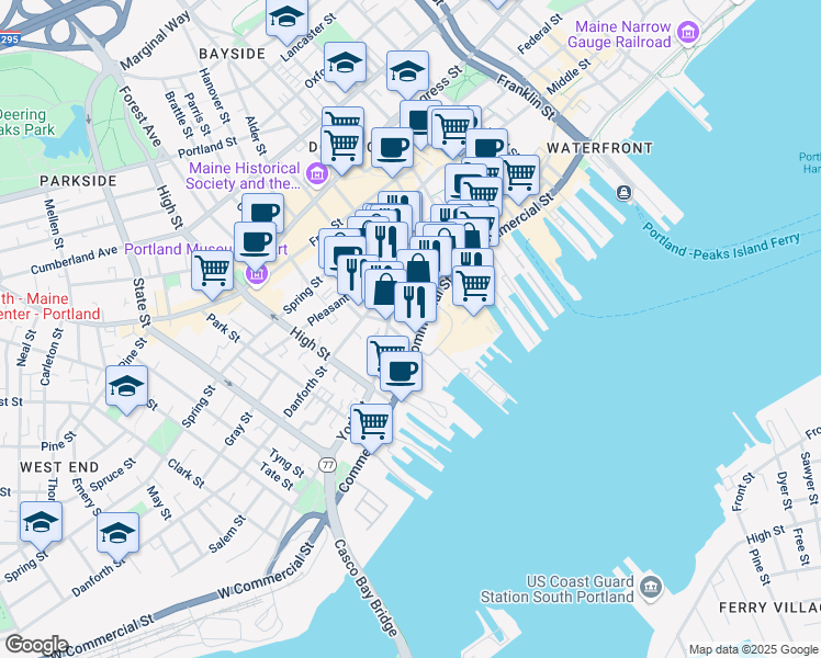 map of restaurants, bars, coffee shops, grocery stores, and more near 321 U.S. 1 Alternate in Portland