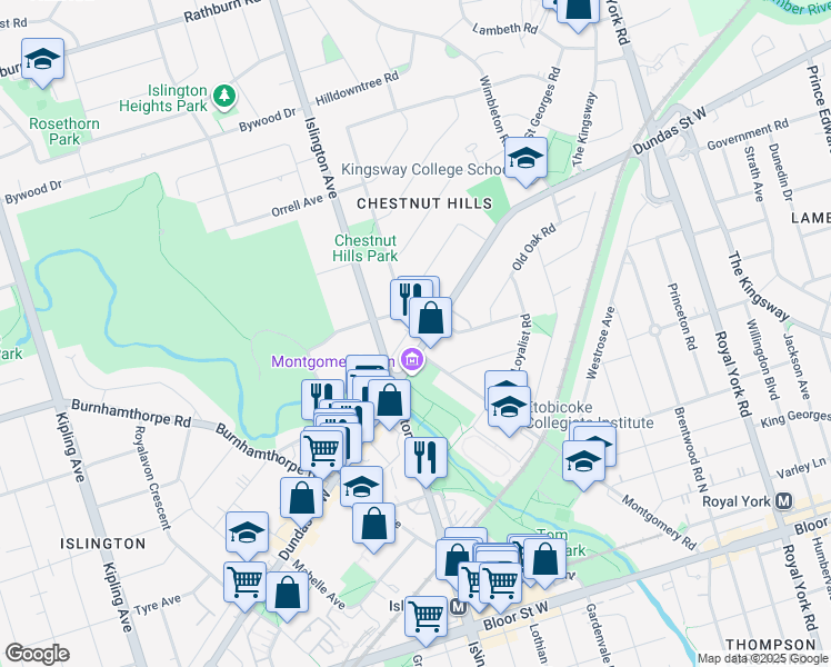 map of restaurants, bars, coffee shops, grocery stores, and more near 1 Dundas Street West in Toronto