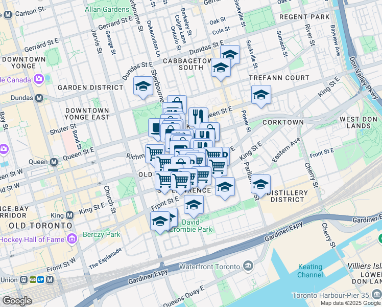 map of restaurants, bars, coffee shops, grocery stores, and more near 400 Gendron Lane in Toronto
