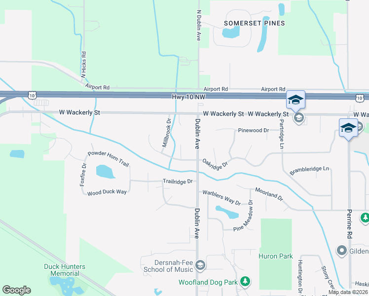 map of restaurants, bars, coffee shops, grocery stores, and more near 6010 Oak Hollow Court in Midland
