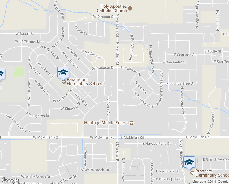 map of restaurants, bars, coffee shops, grocery stores, and more near 5304 North Borgnine Avenue in Meridian