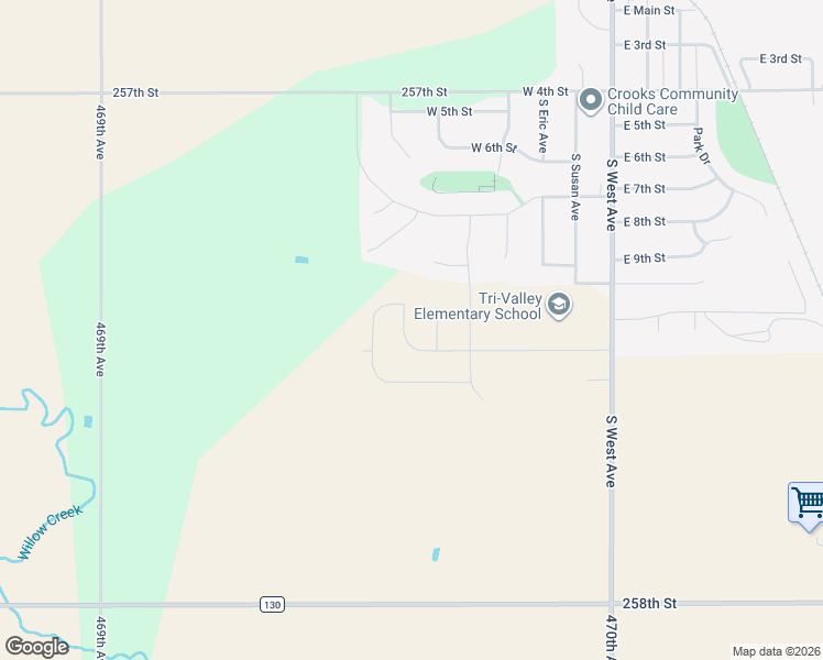map of restaurants, bars, coffee shops, grocery stores, and more near 600 Hanna Circle in Crooks