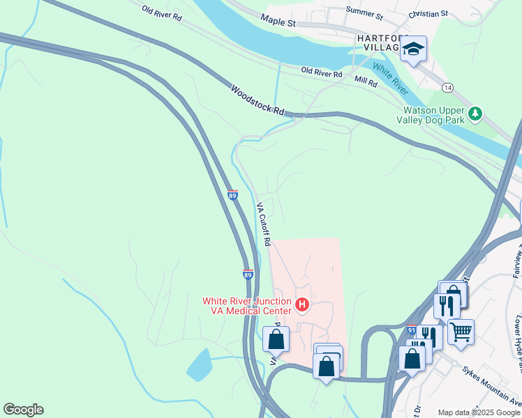 map of restaurants, bars, coffee shops, grocery stores, and more near Va Cutoff Road in Hartford