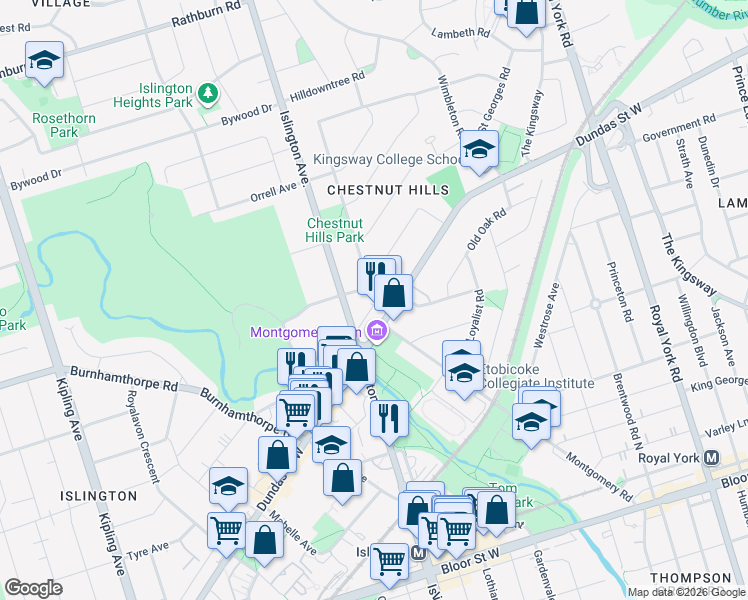 map of restaurants, bars, coffee shops, grocery stores, and more near 3 Chestnut Hills Crescent in Toronto