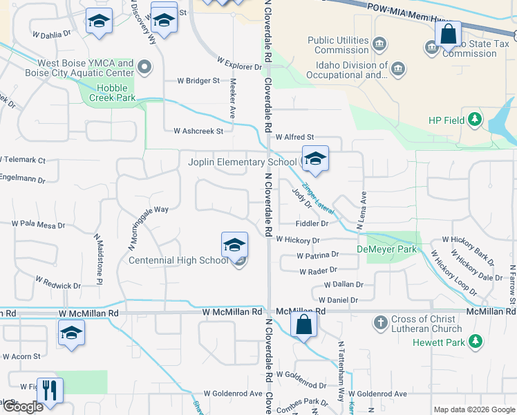 map of restaurants, bars, coffee shops, grocery stores, and more near 5298 North Koaster Avenue in Boise