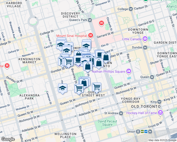 map of restaurants, bars, coffee shops, grocery stores, and more near in Toronto