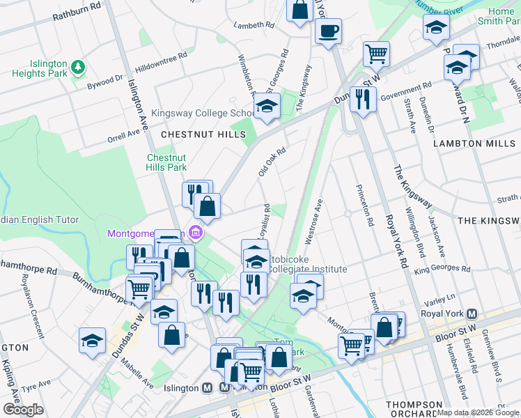 map of restaurants, bars, coffee shops, grocery stores, and more near 37 Donnybrook Lane in Toronto