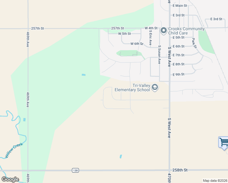 map of restaurants, bars, coffee shops, grocery stores, and more near 600 Hanna Circle in Crooks
