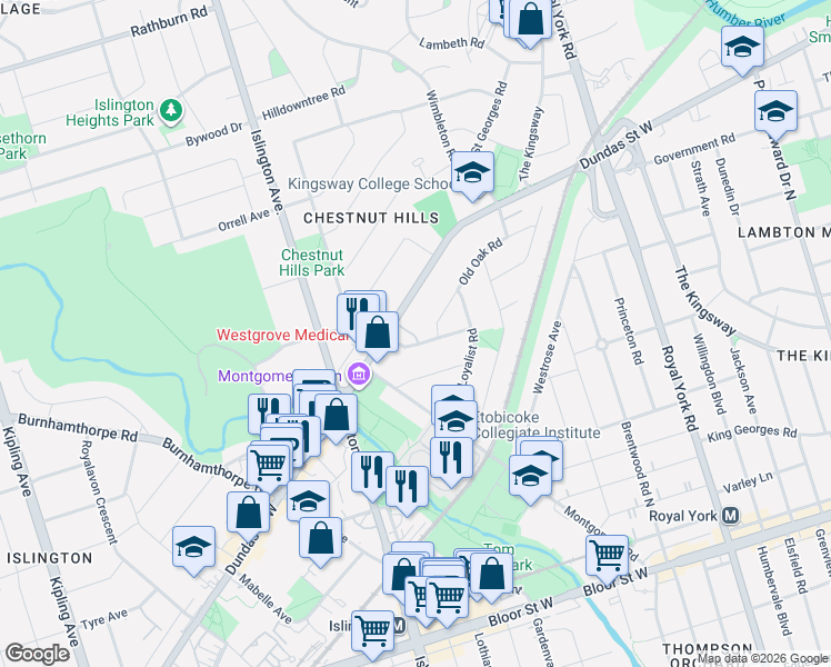map of restaurants, bars, coffee shops, grocery stores, and more near 7 Briarly Lane in Toronto