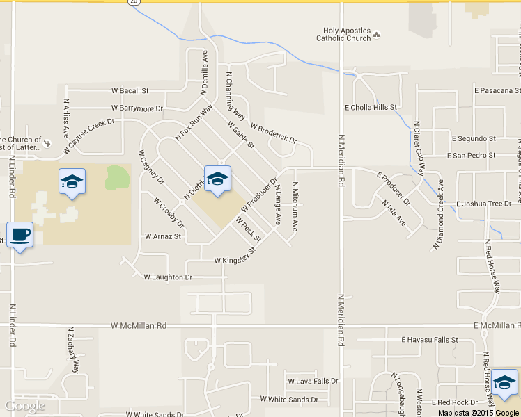 map of restaurants, bars, coffee shops, grocery stores, and more near 406 W Valentino Dr in Meridian