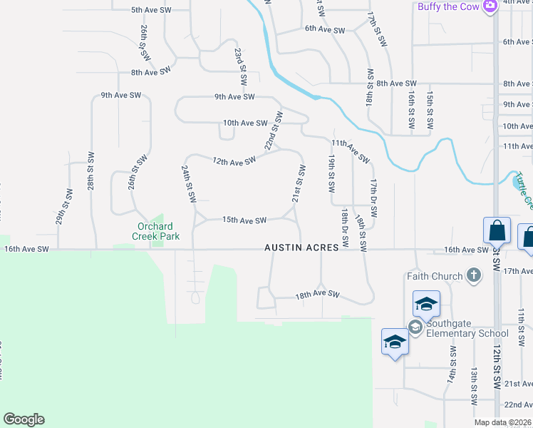 map of restaurants, bars, coffee shops, grocery stores, and more near 2304 15th Avenue Southwest in Austin