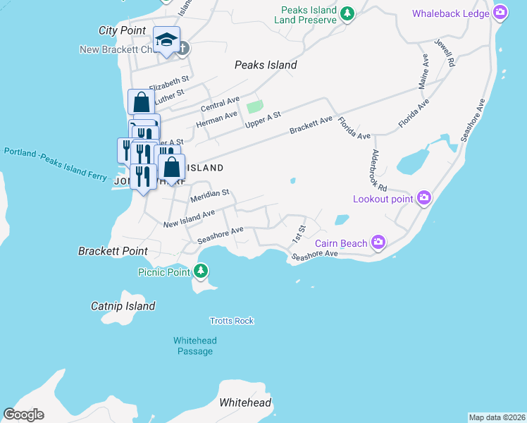 map of restaurants, bars, coffee shops, grocery stores, and more near 36 Spruce Avenue in Portland