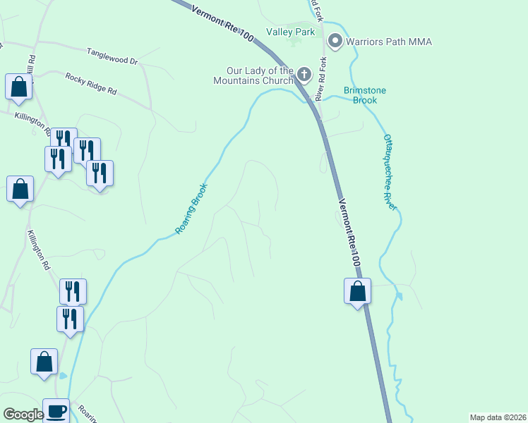 map of restaurants, bars, coffee shops, grocery stores, and more near 46 Deer Run in Killington